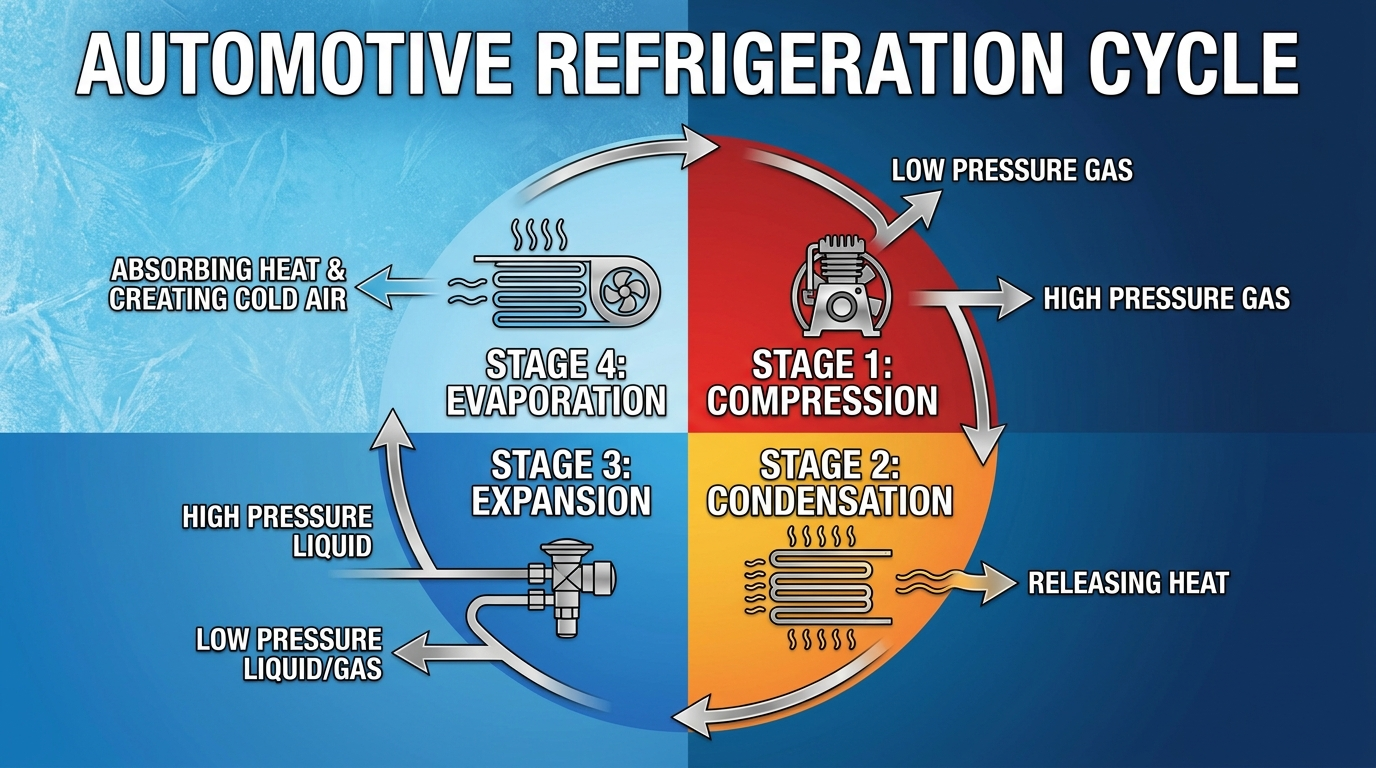Automotive air-conditioning refrigeration cycle training diagram