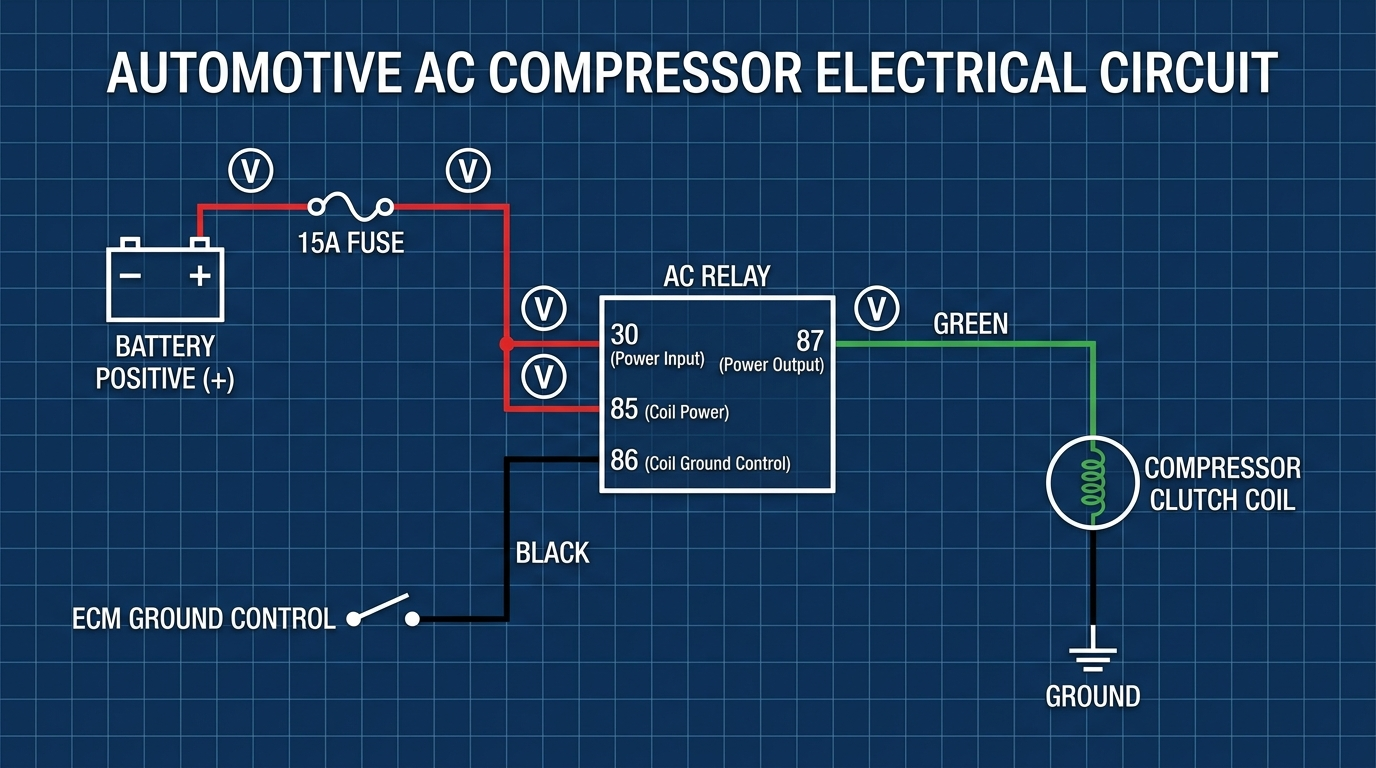 Automotive A/C electrical wiring training diagram