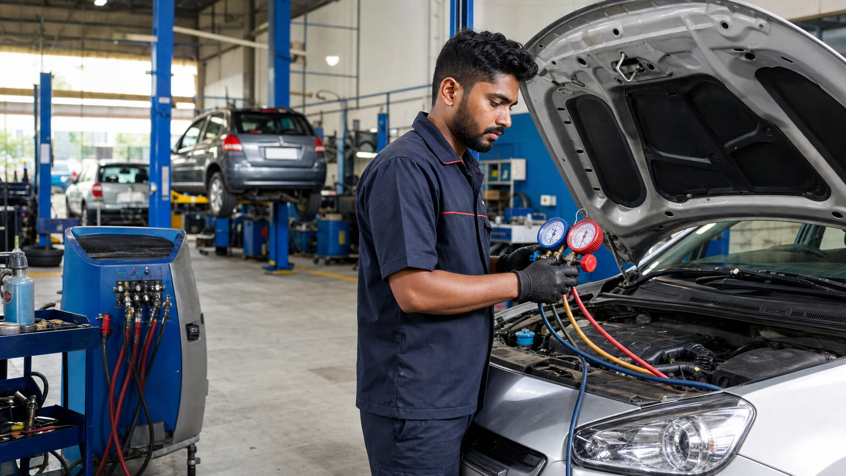 GM multibrand car workshop bay in Ambattur, Chennai